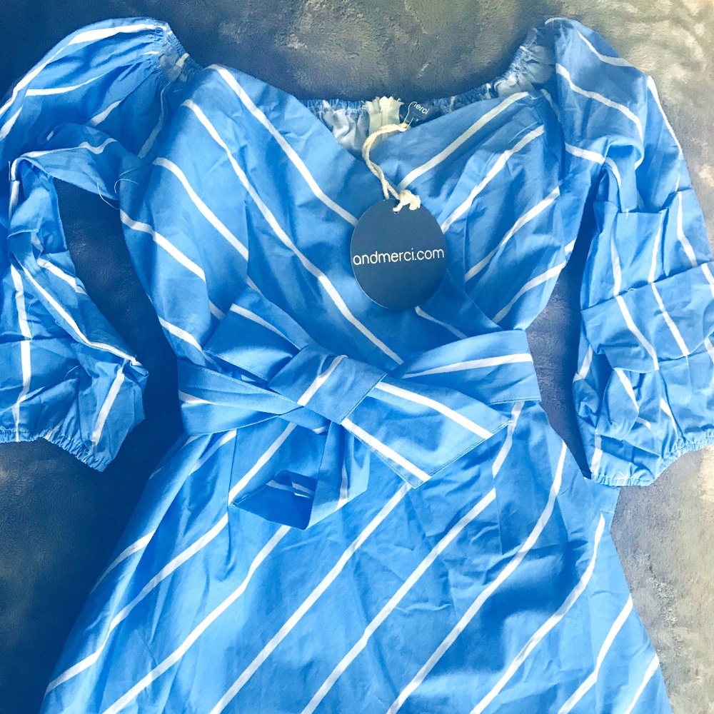 Blue Off-the-Shoulder Dress